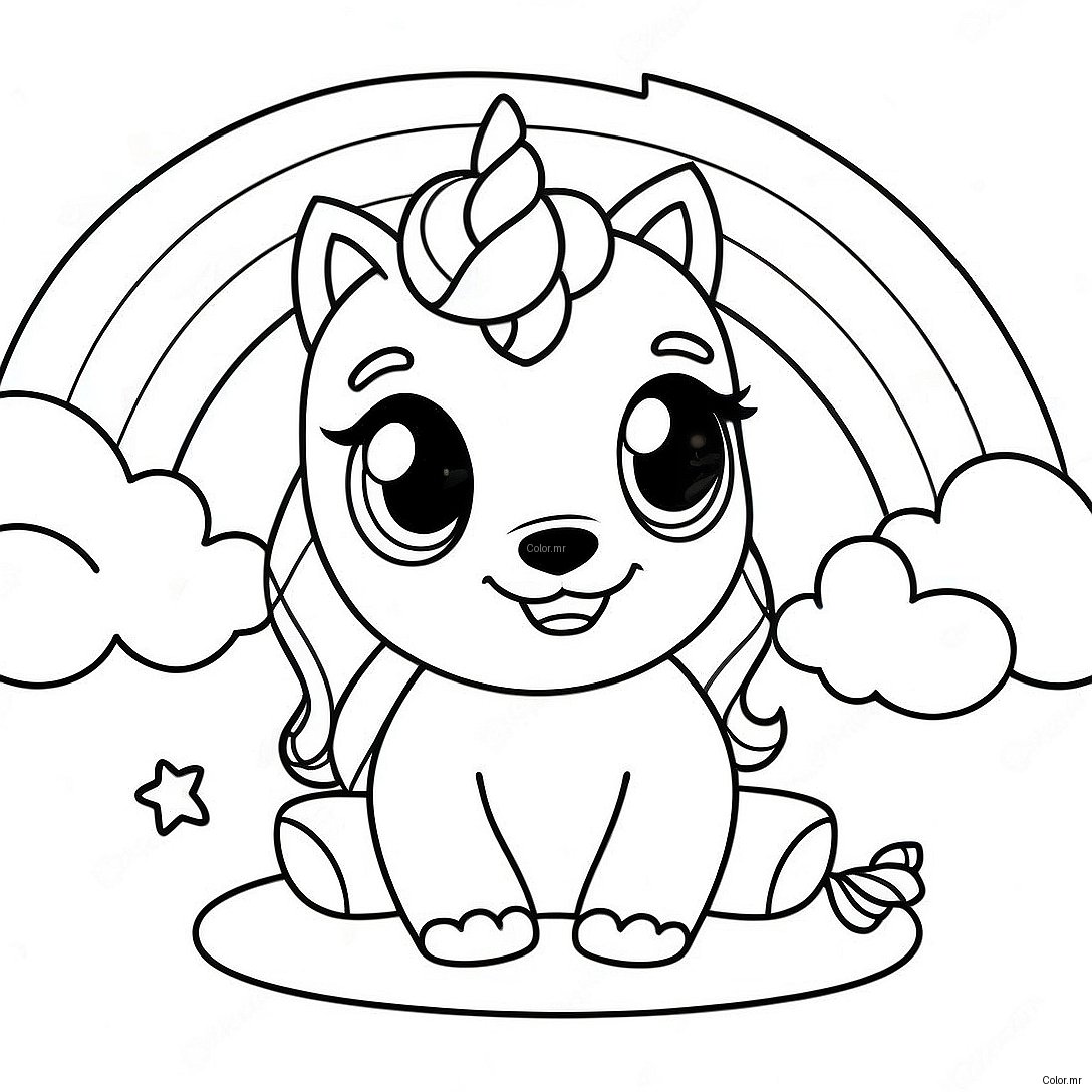 Magical Unicorn Puppy In A Rainbow Coloring Page 9787 7992