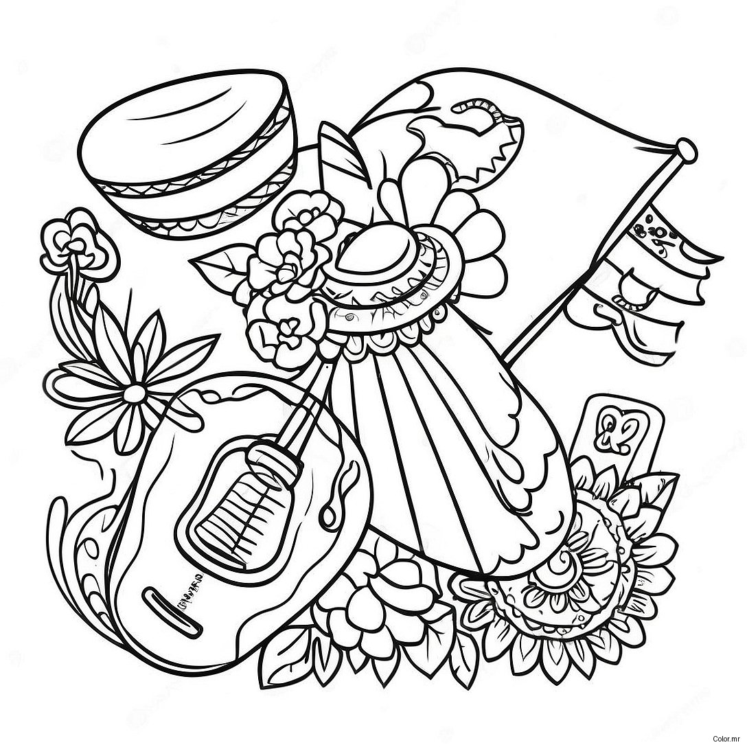 Mexican Independence Day Symbols Coloring Page 39238 32578