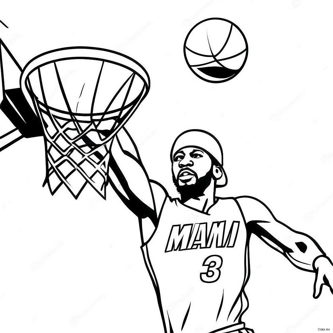 Miami Heat Basketball Player Dunking Coloring Page 27544 25079