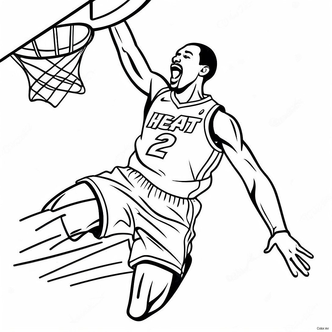 Miami Heat Basketball Player Dunking Coloring Page 27544 25080