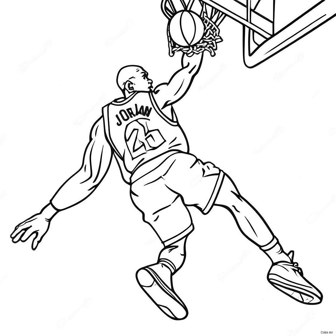 Michael Jordan Dunking Basketball Coloring Page 7745 6294