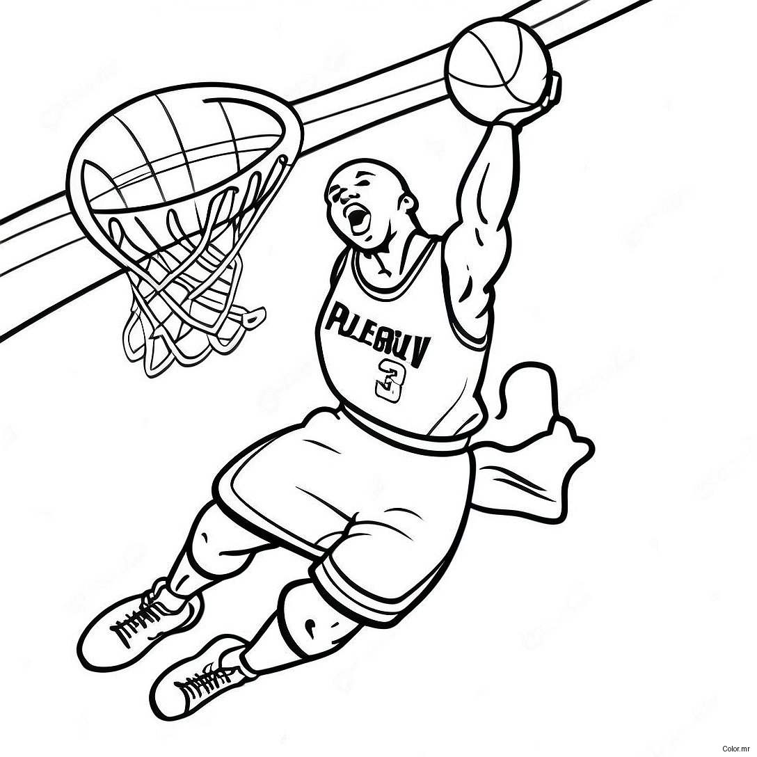 Michael Jordan Dunking Basketball Coloring Page 7745 6295