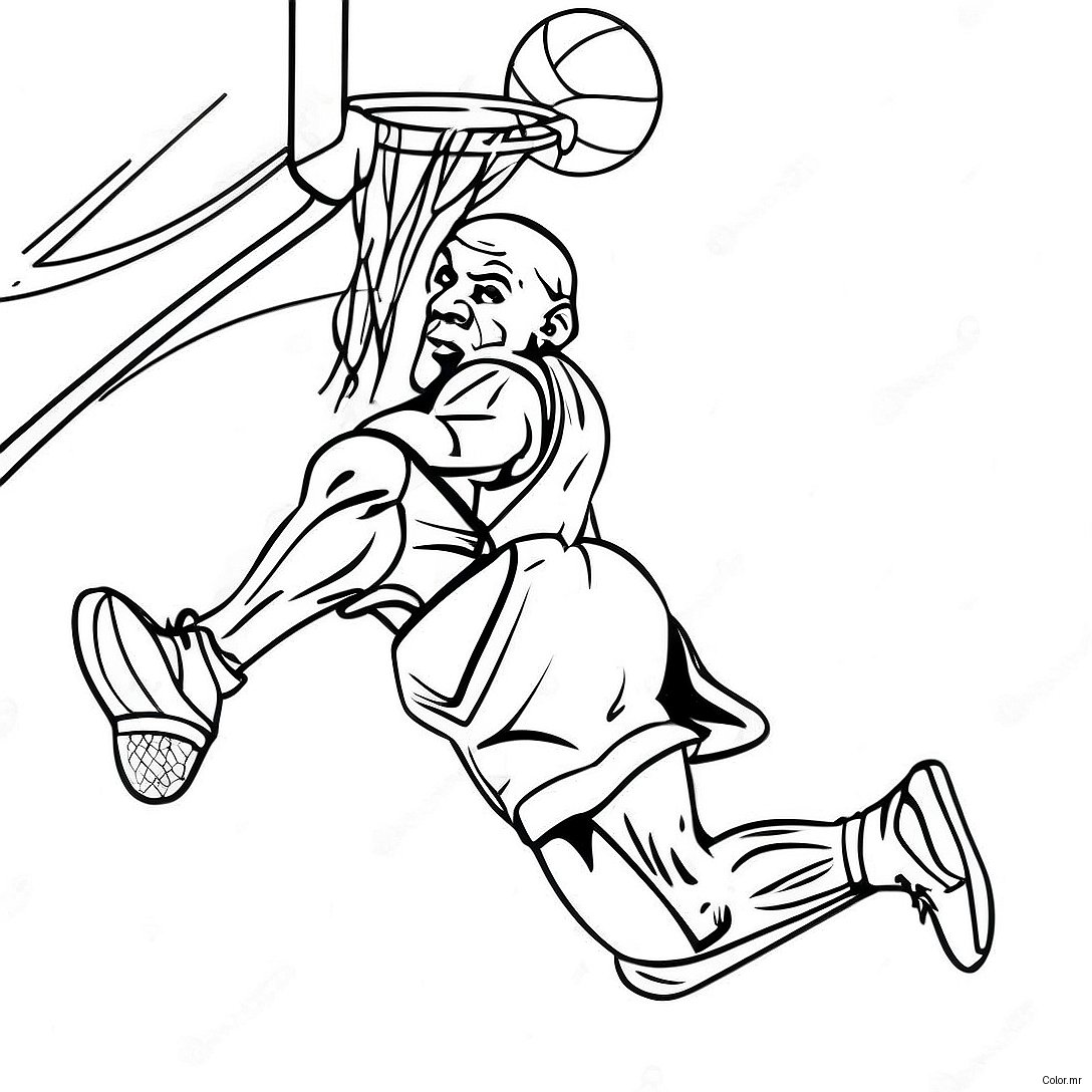 Michael Jordan Dunking Basketball Coloring Page 7745 6296