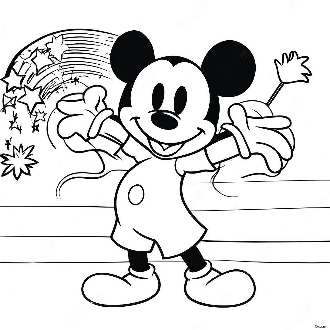 Mickey Mouse Celebrating Independence Day Coloring Page 42191 34987