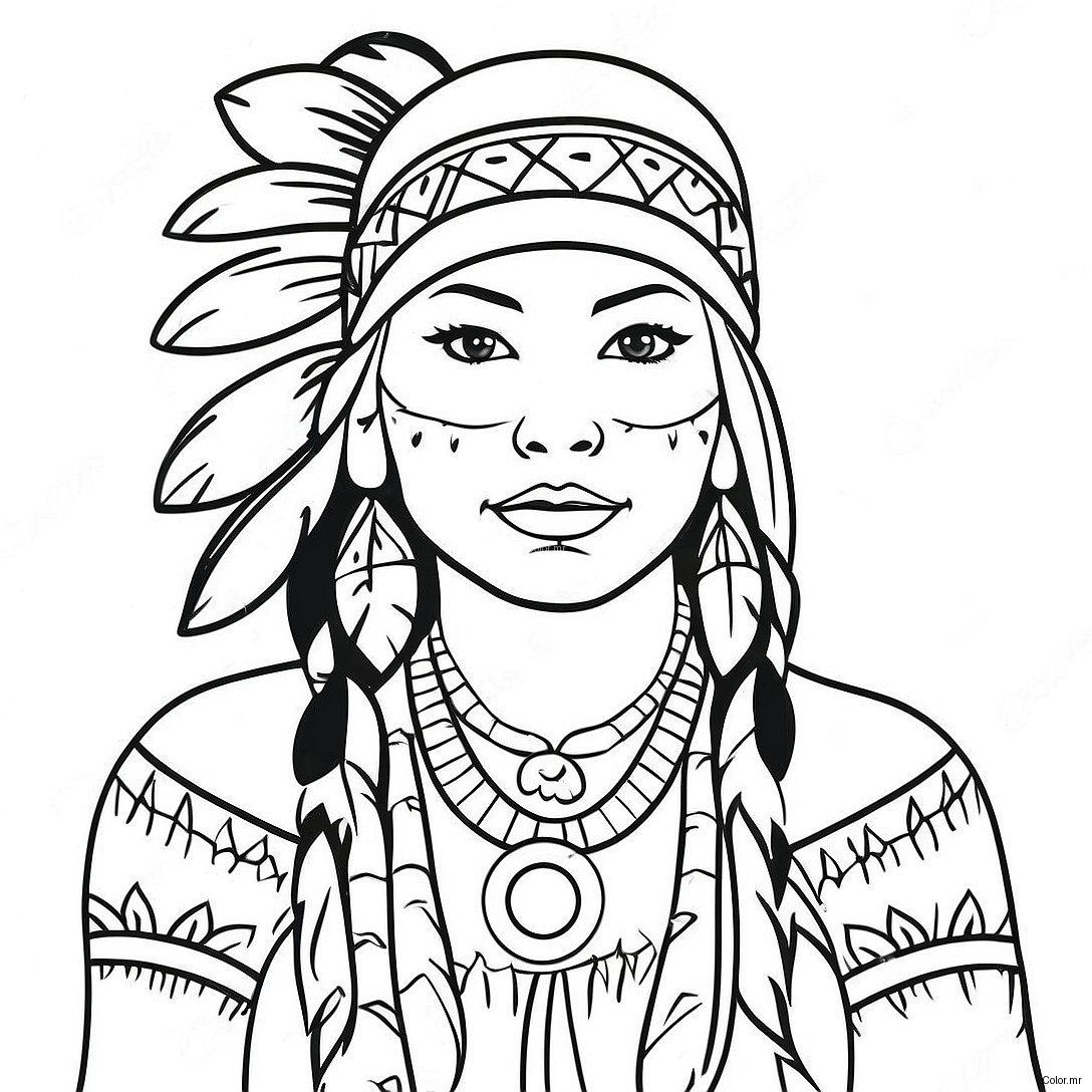 Native American Woman In Traditional Dress Coloring Page 57924 48149