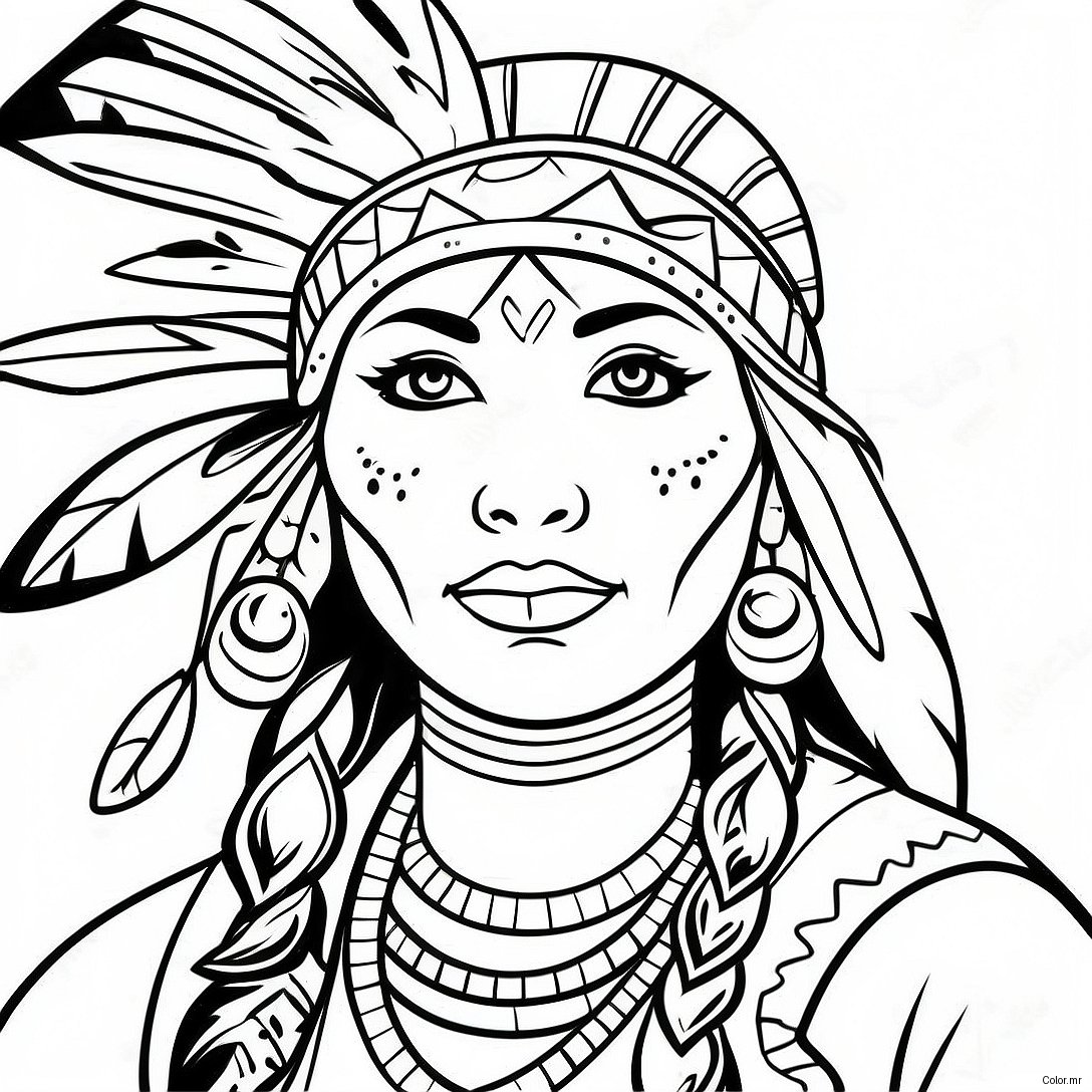 Native American Woman In Traditional Dress Coloring Page 57924 48150
