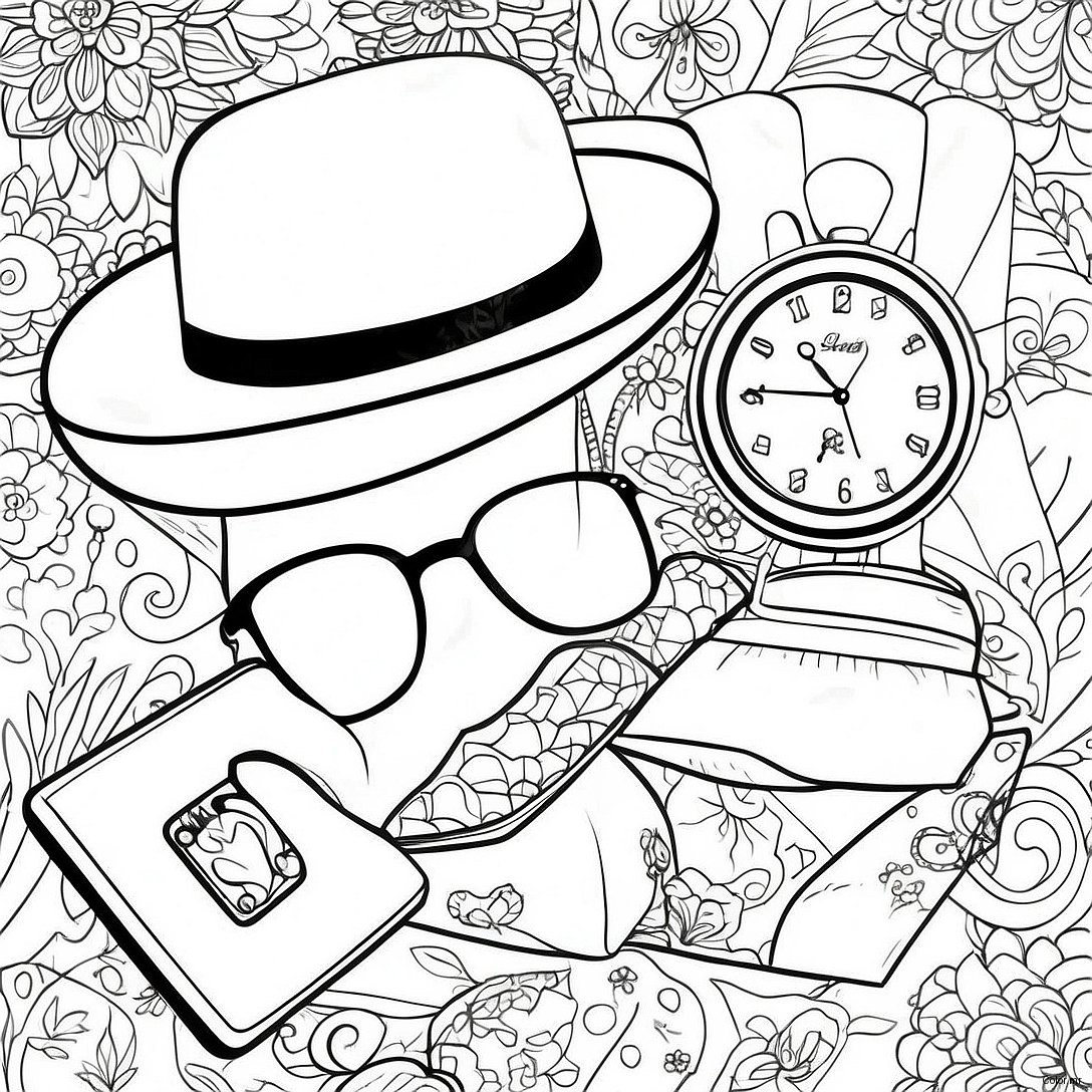 Pagina Para Colorir Acessorios Vintage Hipster 33242 17469