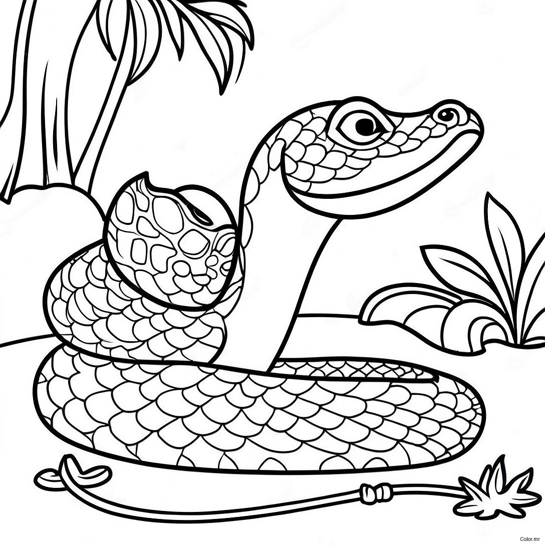 Pagina Para Colorir Anaconda Realista Na Selva 16332 13777