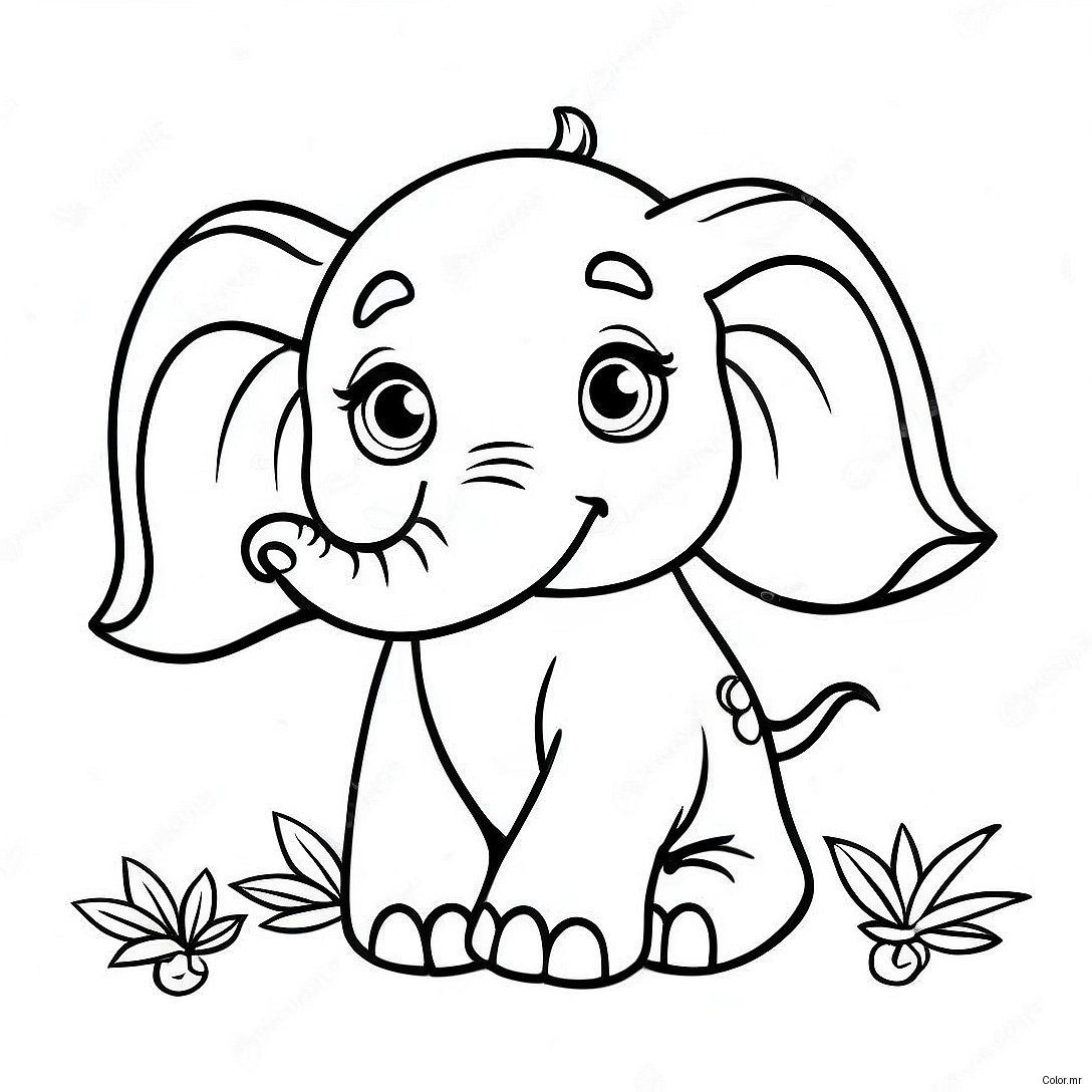 Pagina Para Colorir Bebe Elefante Realista Fofo 11708 9589