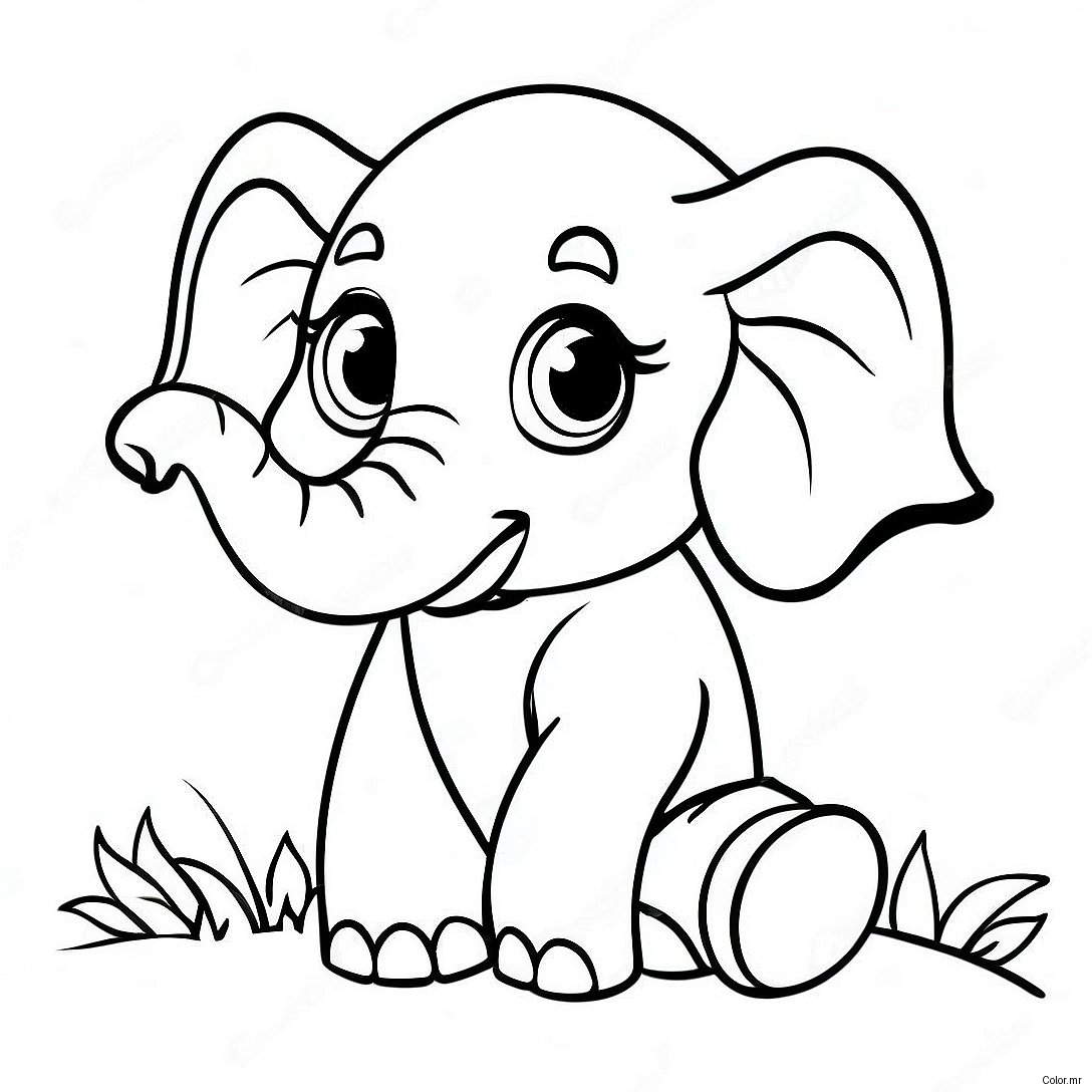 Pagina Para Colorir Bebe Elefante Realista Fofo 11708 9590