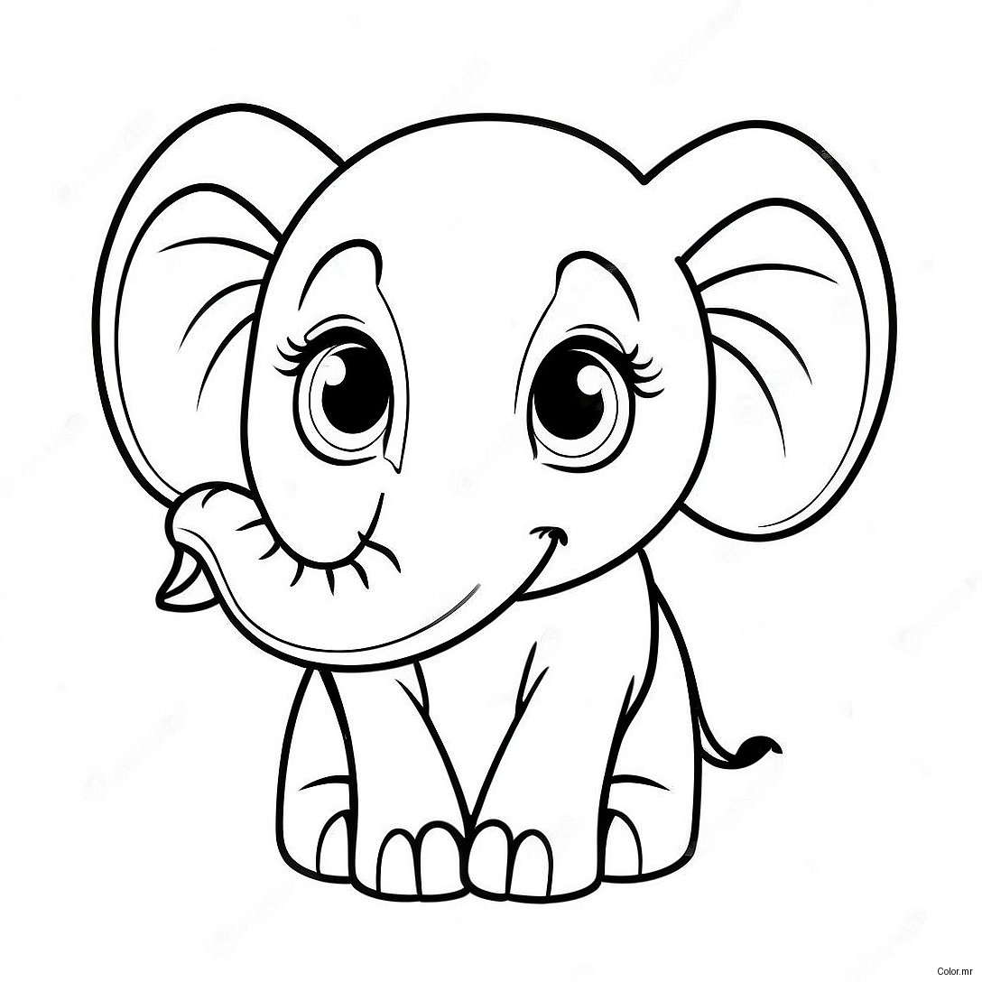 Pagina Para Colorir Bebe Elefante Realista Fofo 11708 9591