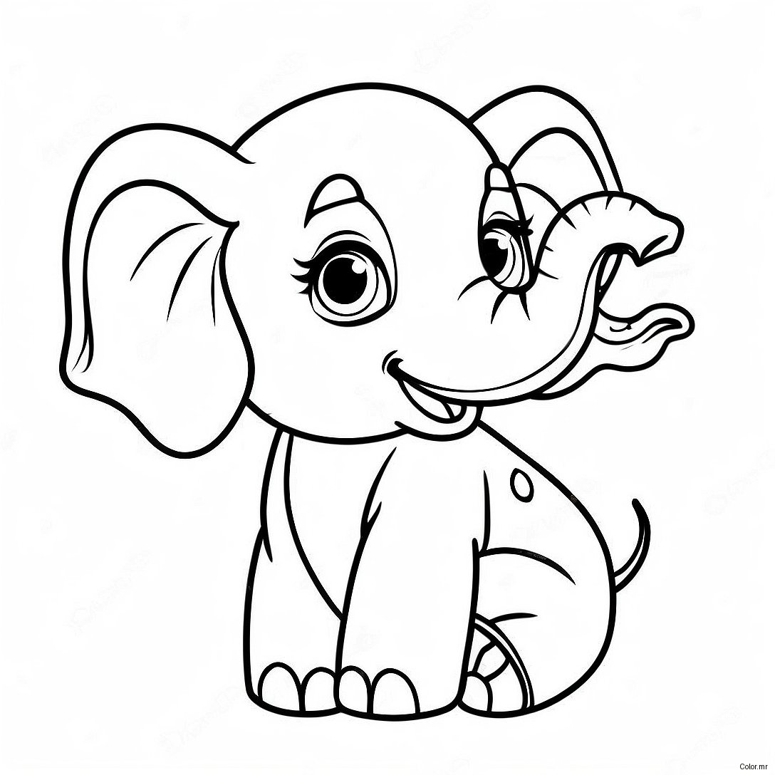 Pagina Para Colorir Bebe Elefante Realista Fofo 11708 9592