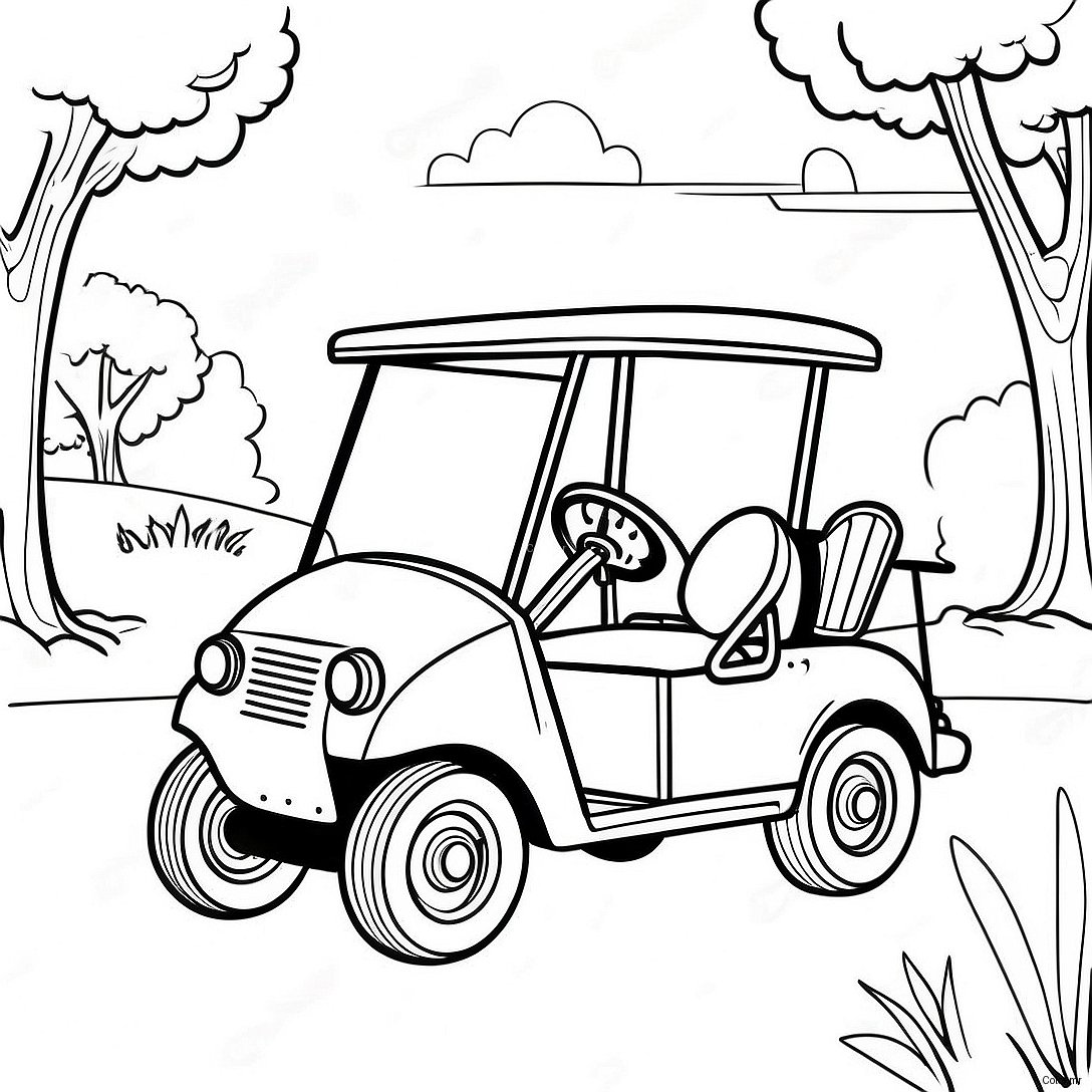 Pagina Para Colorir Carrinho De Golfe Vintage Dirigindo No Campo 55272 45986