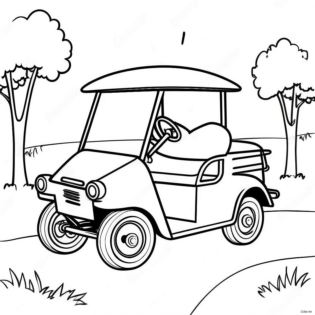 Pagina Para Colorir Carrinho De Golfe Vintage Dirigindo No Campo 55272 45987