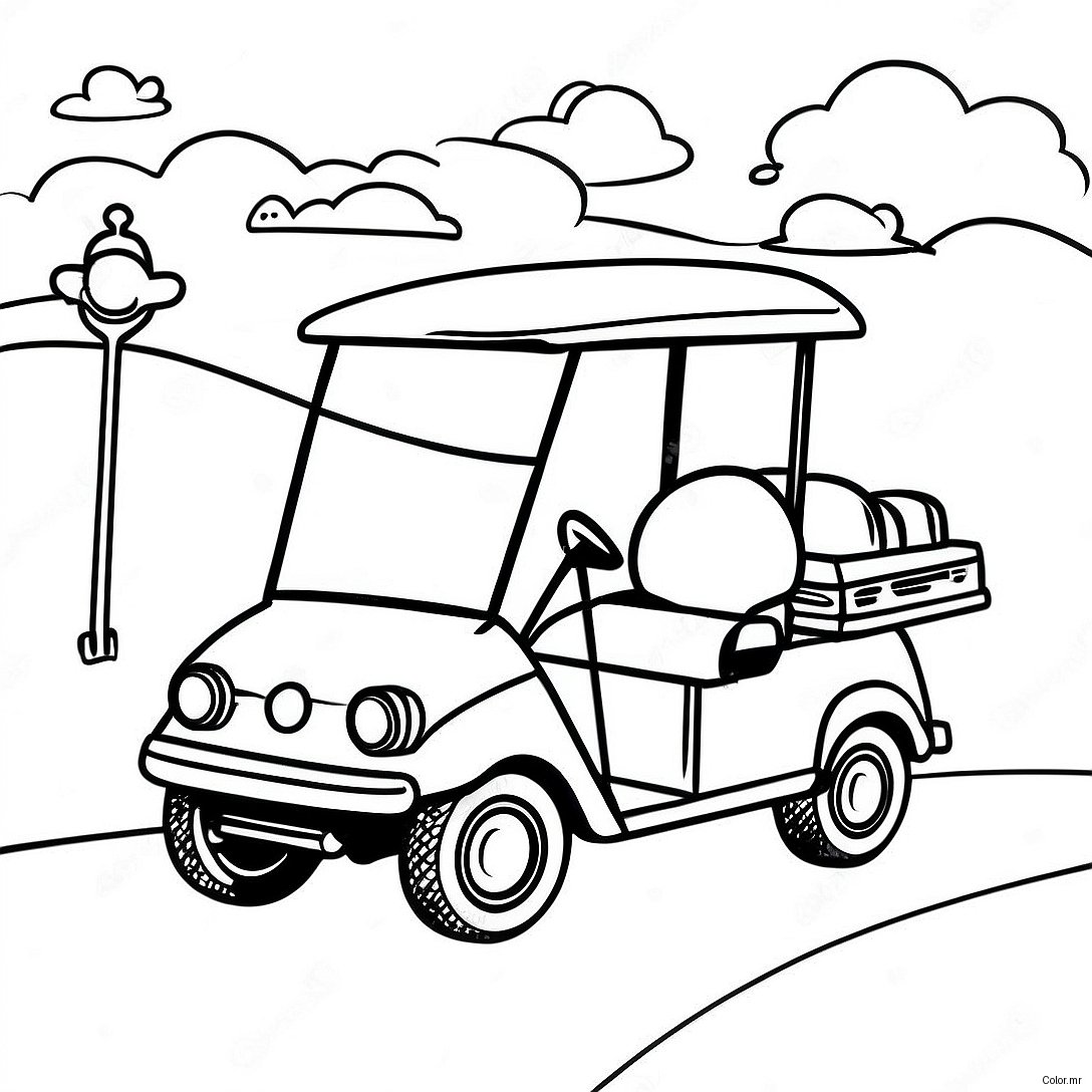 Pagina Para Colorir Carrinho De Golfe Vintage Dirigindo No Campo 55272 45988
