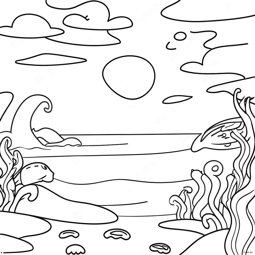 Pagina Para Colorir Cena Oceanica Realista 20039 18670