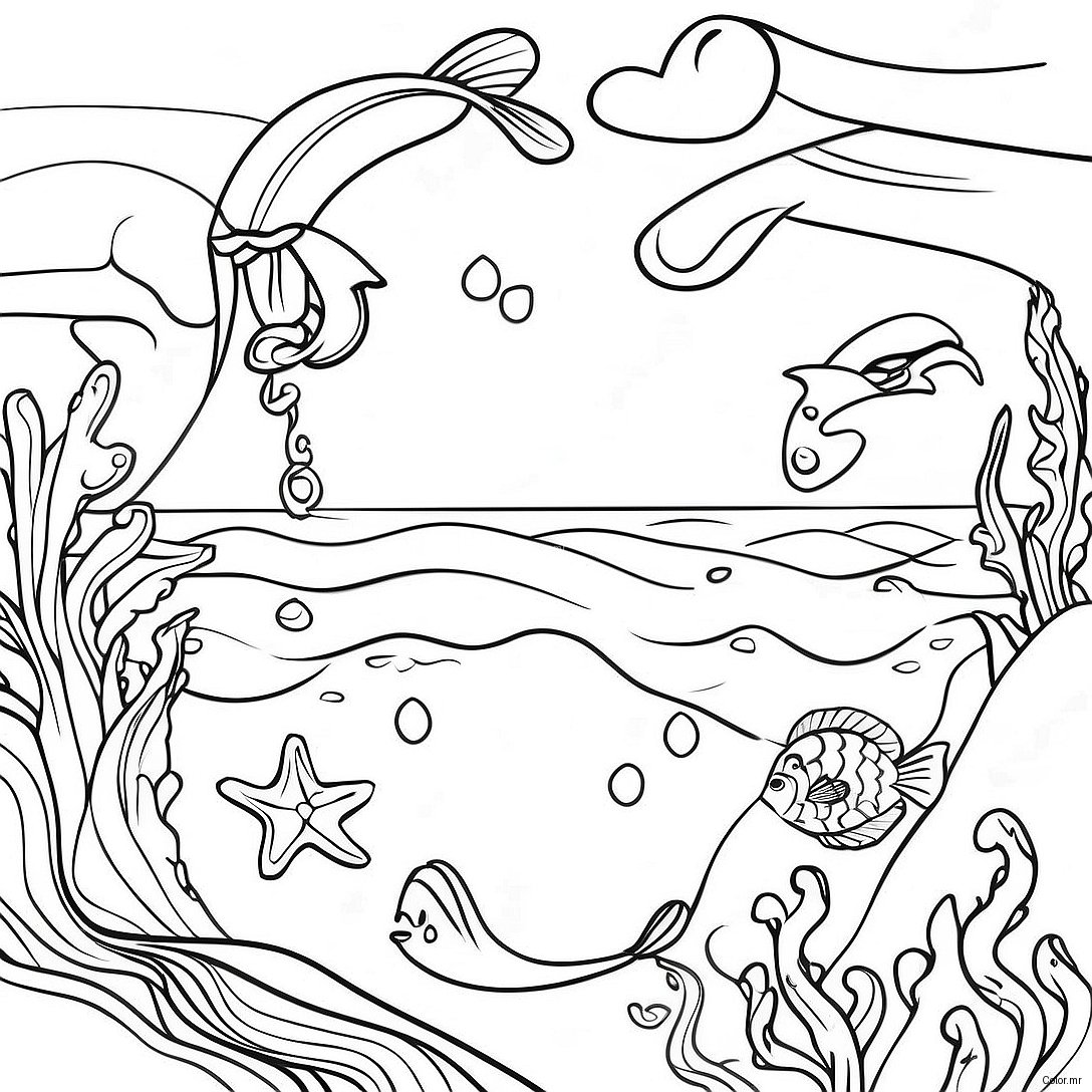 Pagina Para Colorir Cena Oceanica Realista 20039 18672