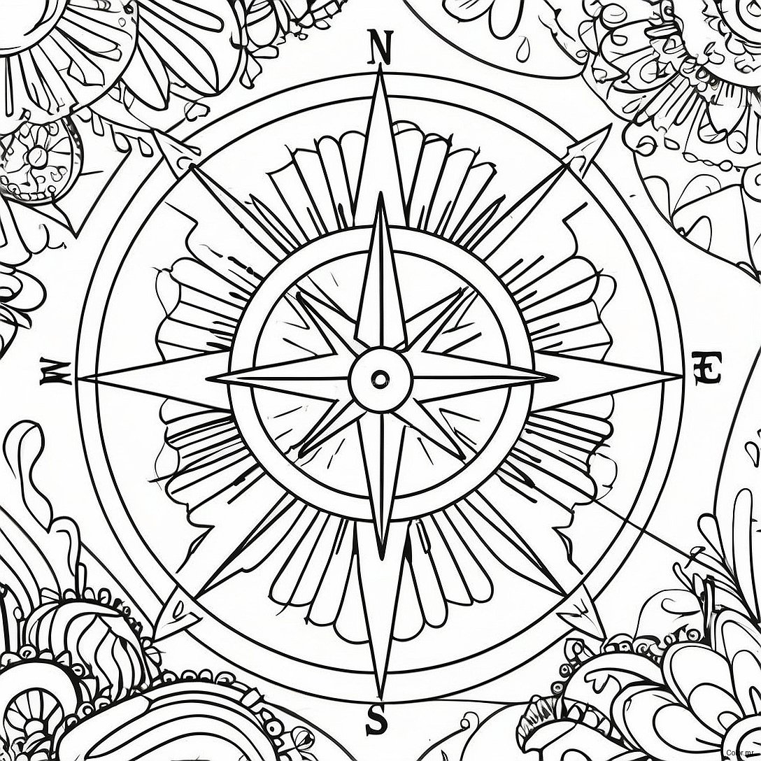 Pagina Para Colorir Da Bussola Vintage 33722 17855