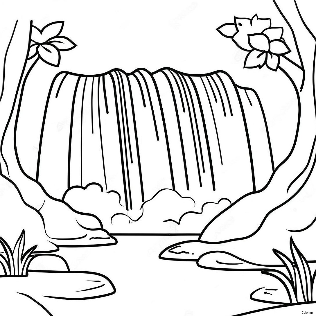 Pagina Para Colorir Da Cachoeira Realista 56131 46670