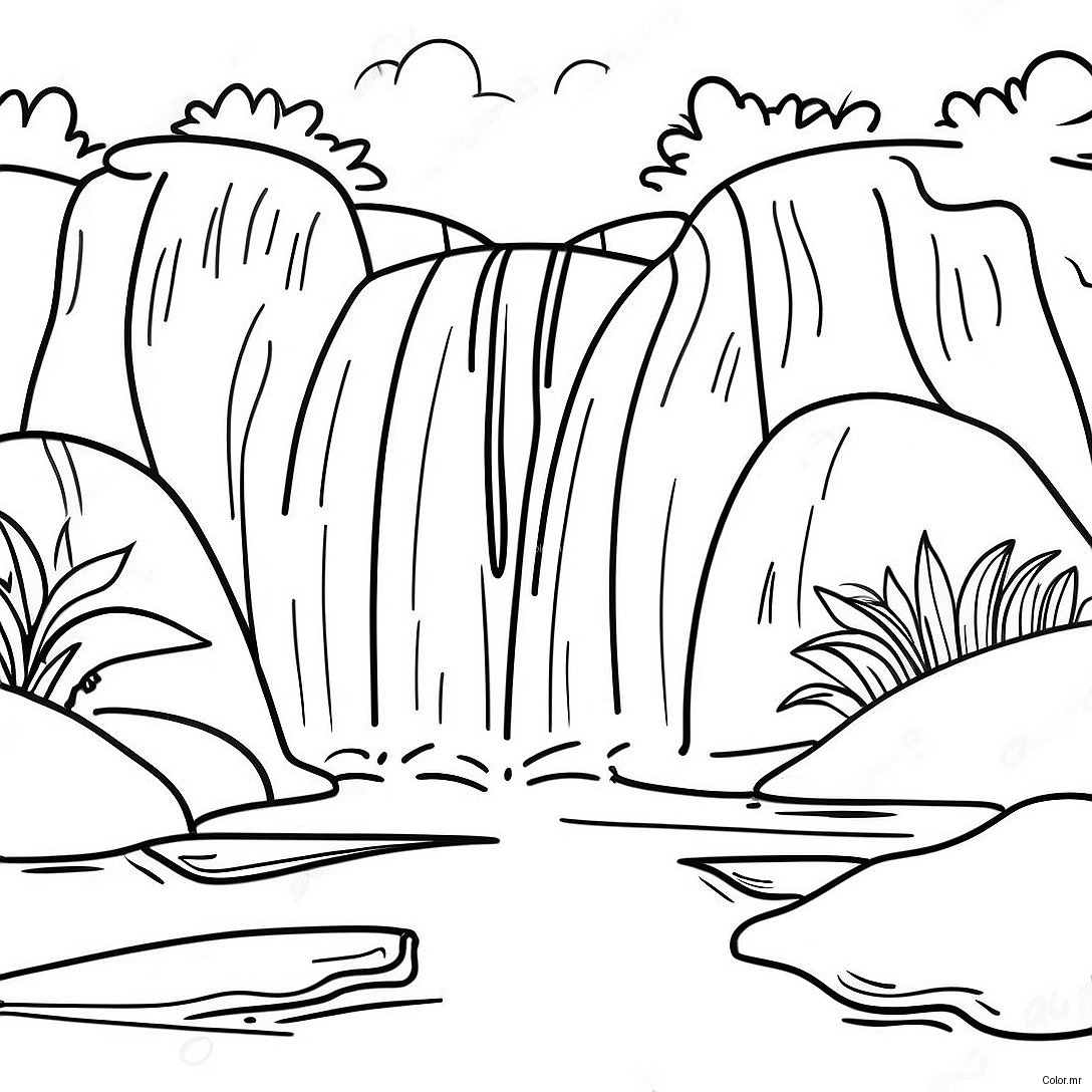 Pagina Para Colorir Da Cachoeira Realista 56131 46671