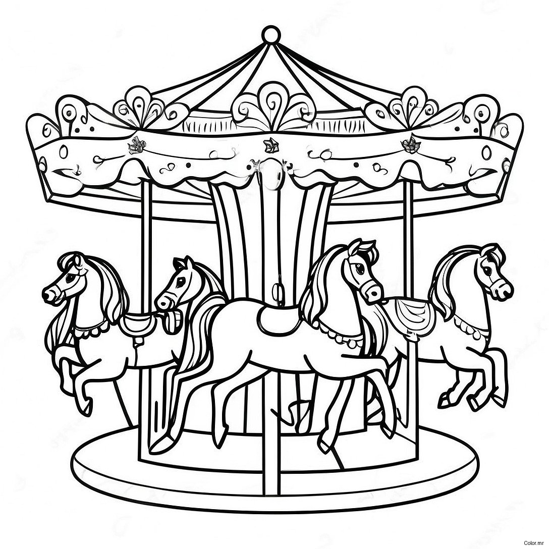 Pagina Para Colorir Da Cena Do Carrossel Vintage 32250 16697