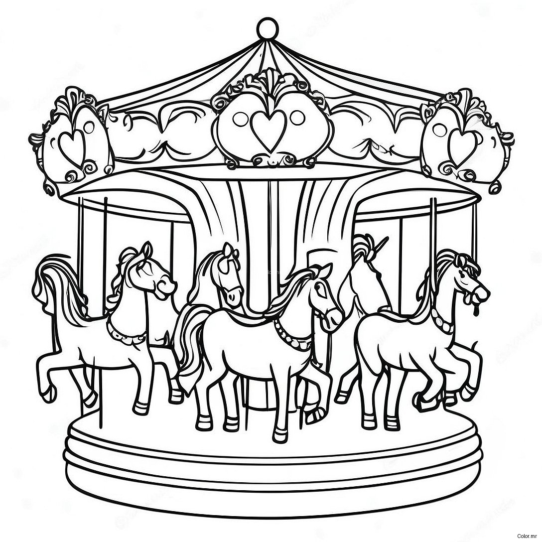 Pagina Para Colorir Da Cena Do Carrossel Vintage 32250 16699