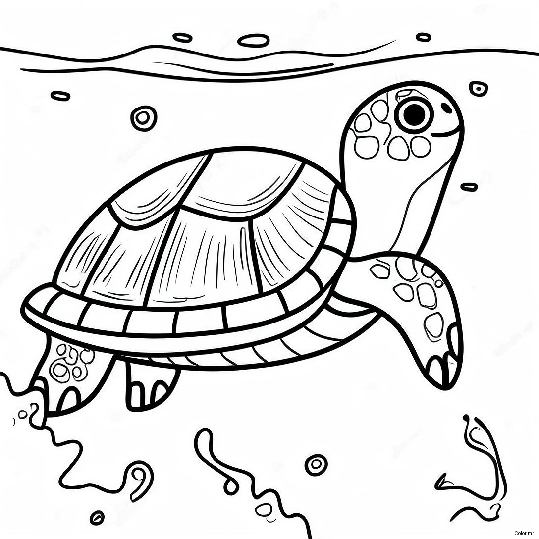 Pagina Para Colorir Da Tartaruga Marinha Realista Nadando 62858 52042