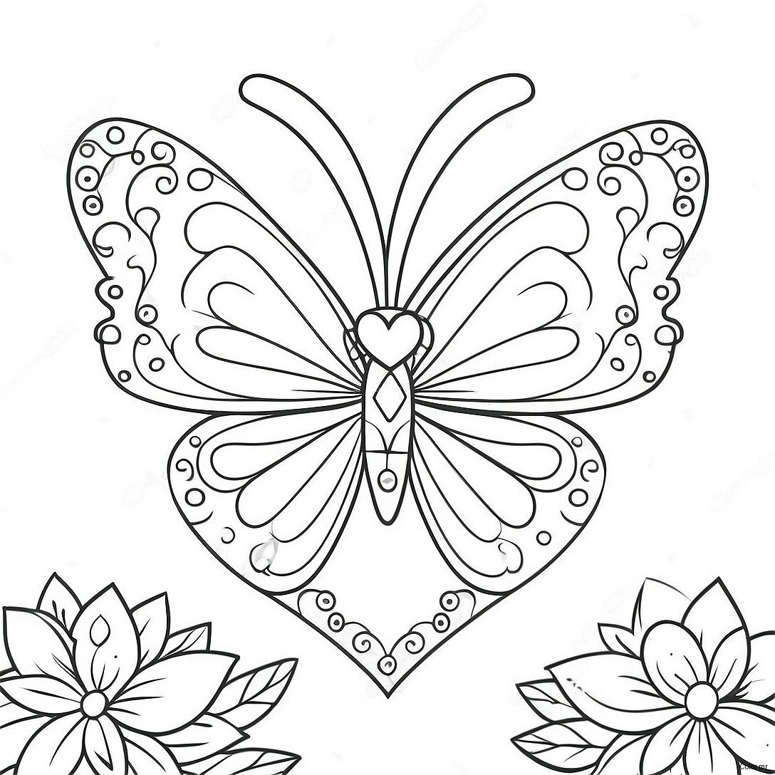 Pagina Para Colorir De Borboleta Coracao Colorida Com Flores 71894 59405