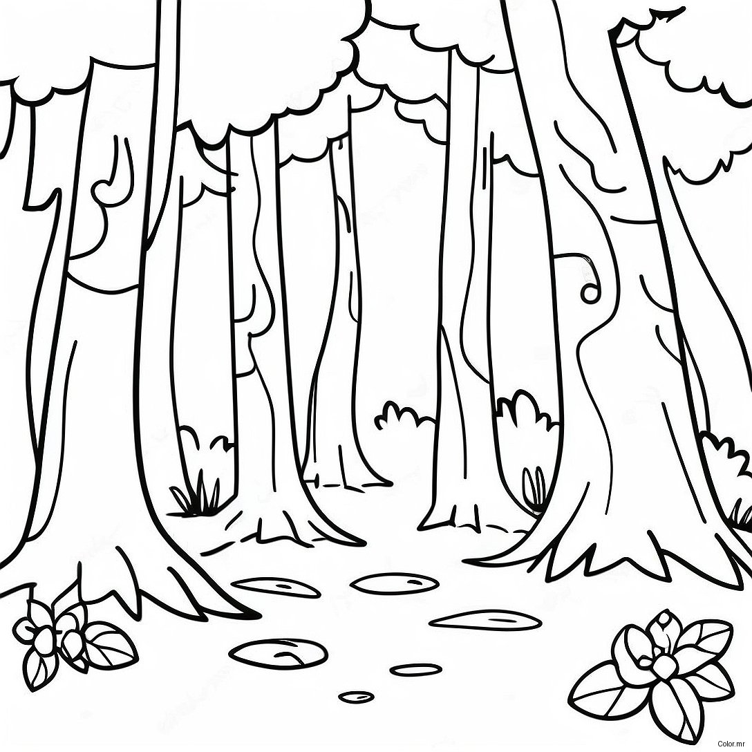 Pagina Para Colorir De Cena Florestal Realista Da Natureza 8114 6585