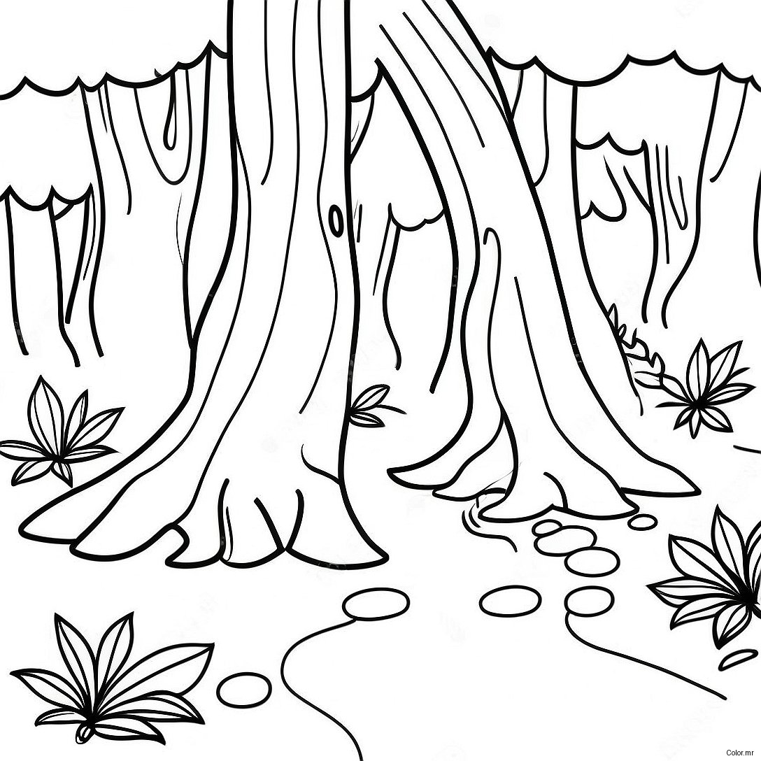Pagina Para Colorir De Cena Florestal Realista Da Natureza 8114 6586
