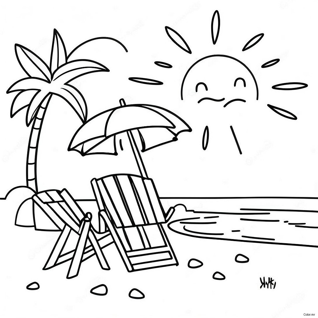 Pagina Para Colorir De Cena Realista De Praia 12057 9868
