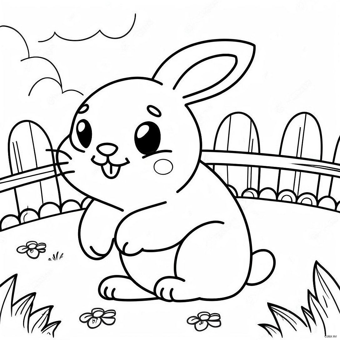Pagina Para Colorir De Coelho Realista Fofo No Jardim 28657 25943