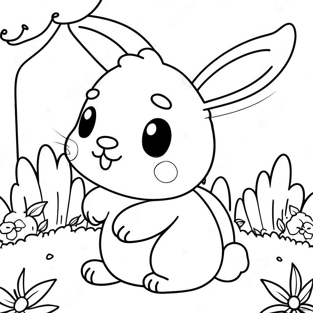 Pagina Para Colorir De Coelho Realista Fofo No Jardim 28657 25944