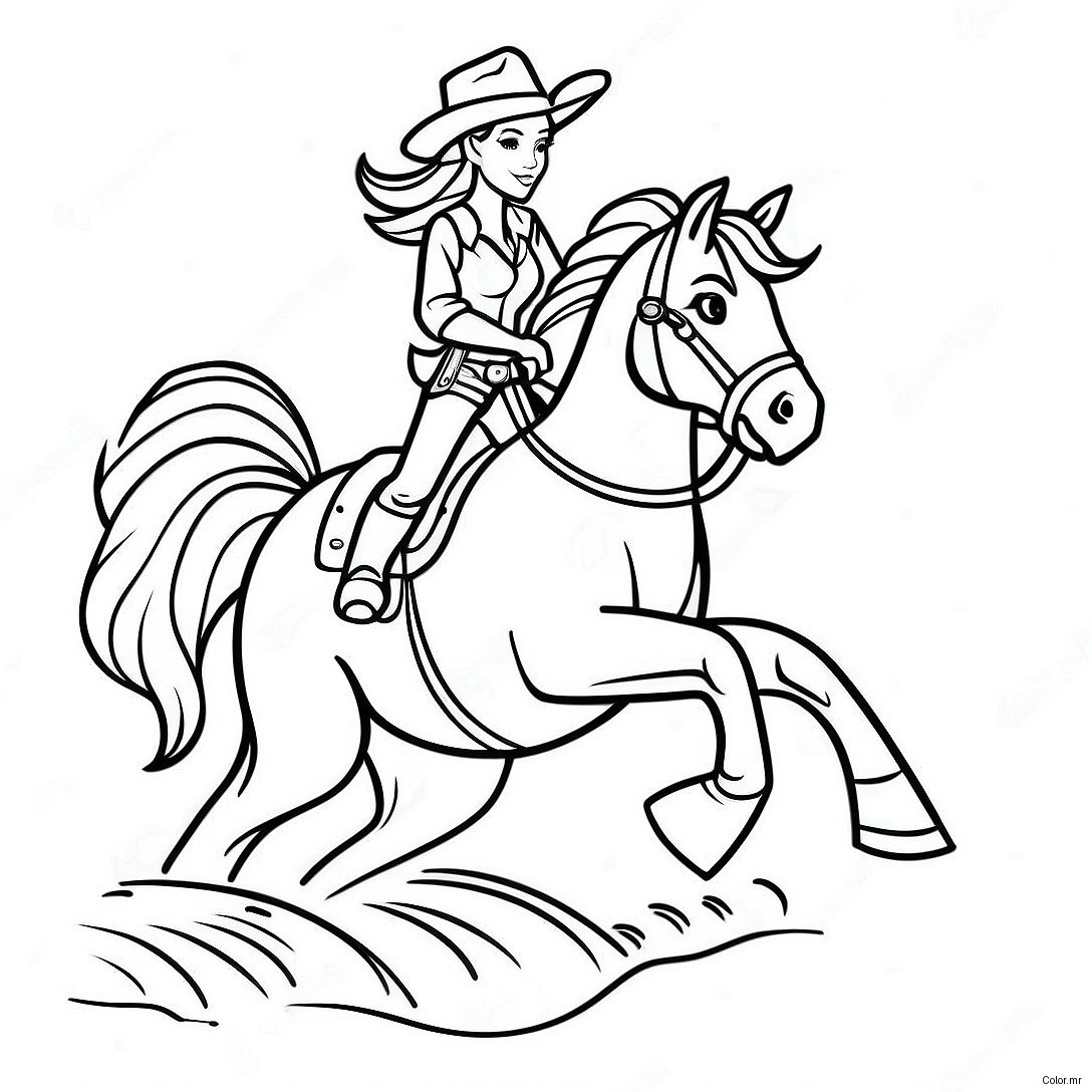 Pagina Para Colorir De Cowgirl Realista Montando Um Cavalo 38726 32190