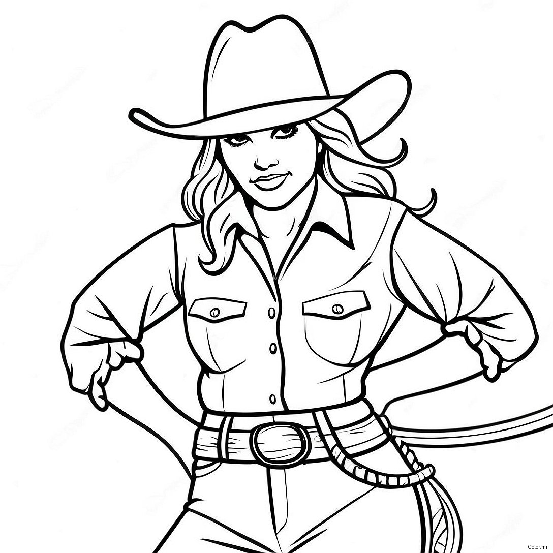 Pagina Para Colorir De Cowgirl Vintage Com Lasso 38727 32185
