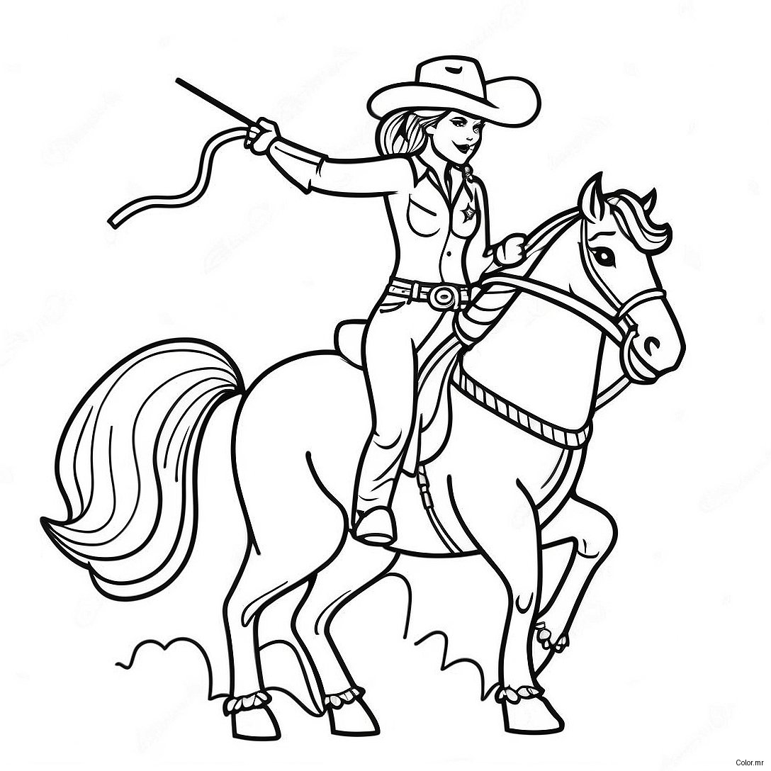 Pagina Para Colorir De Cowgirl Vintage Com Lasso 38727 32188