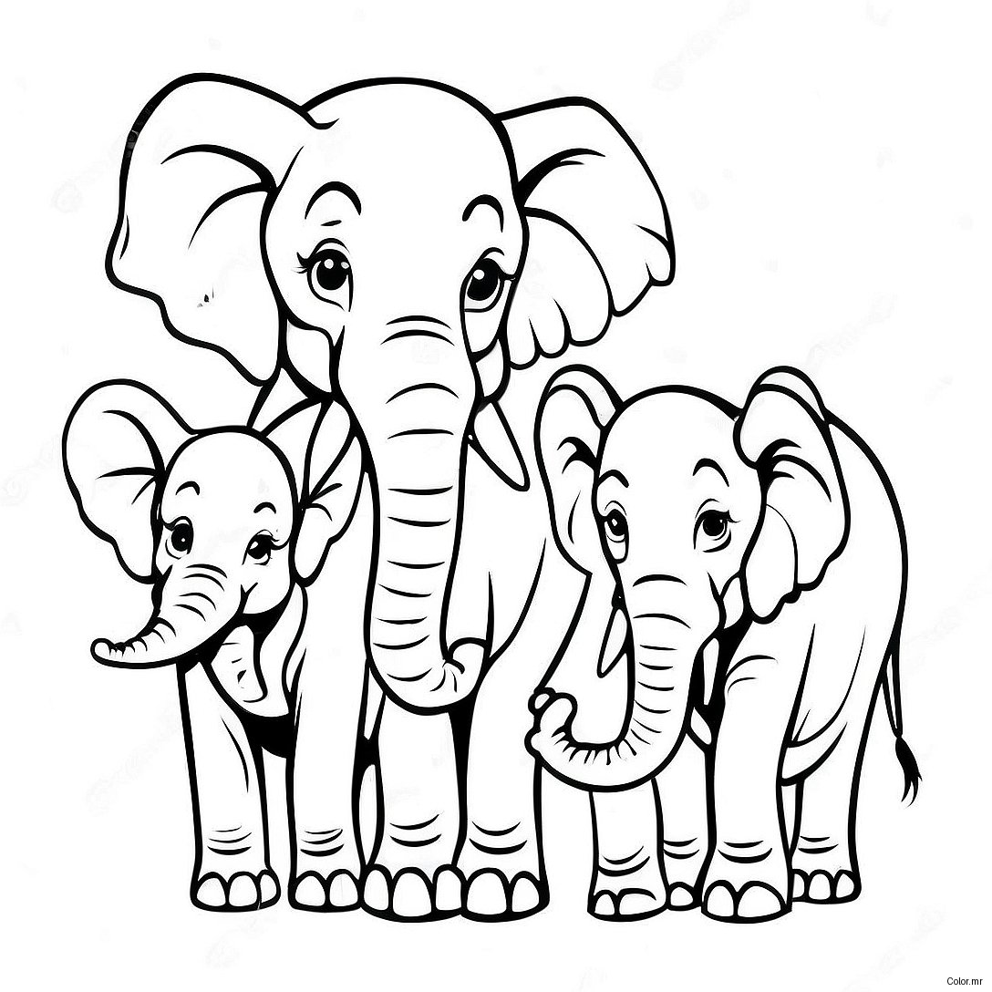 Pagina Para Colorir De Familia De Elefantes Realista 49484 41093