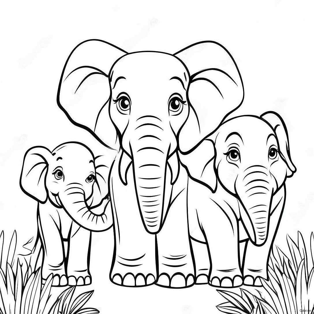 Pagina Para Colorir De Familia De Elefantes Realista 49484 41286