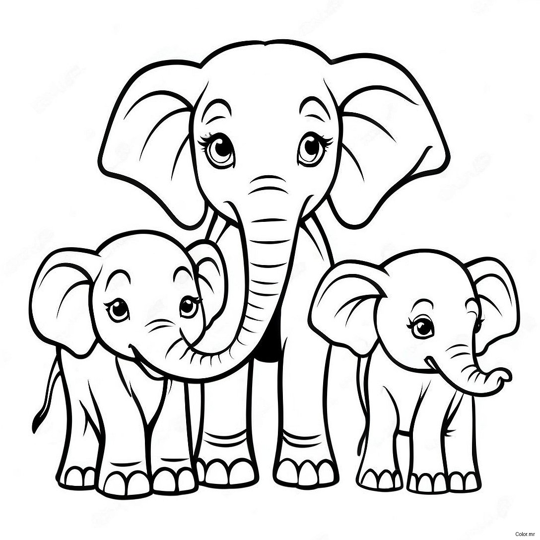Pagina Para Colorir De Familia De Elefantes Realista 49484 41288