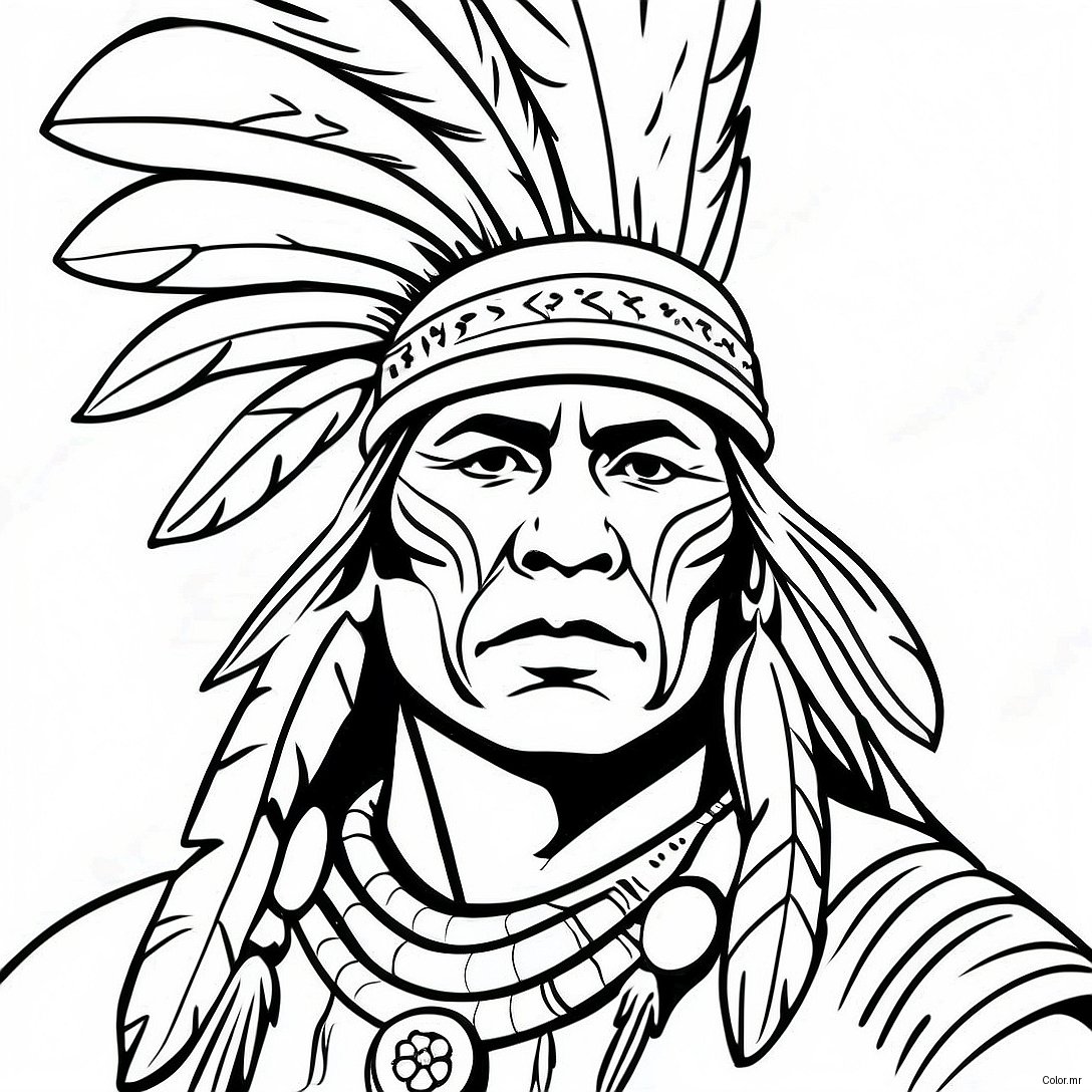 Pagina Para Colorir De Guerreiro Nativo Americano Realista 47253 39314