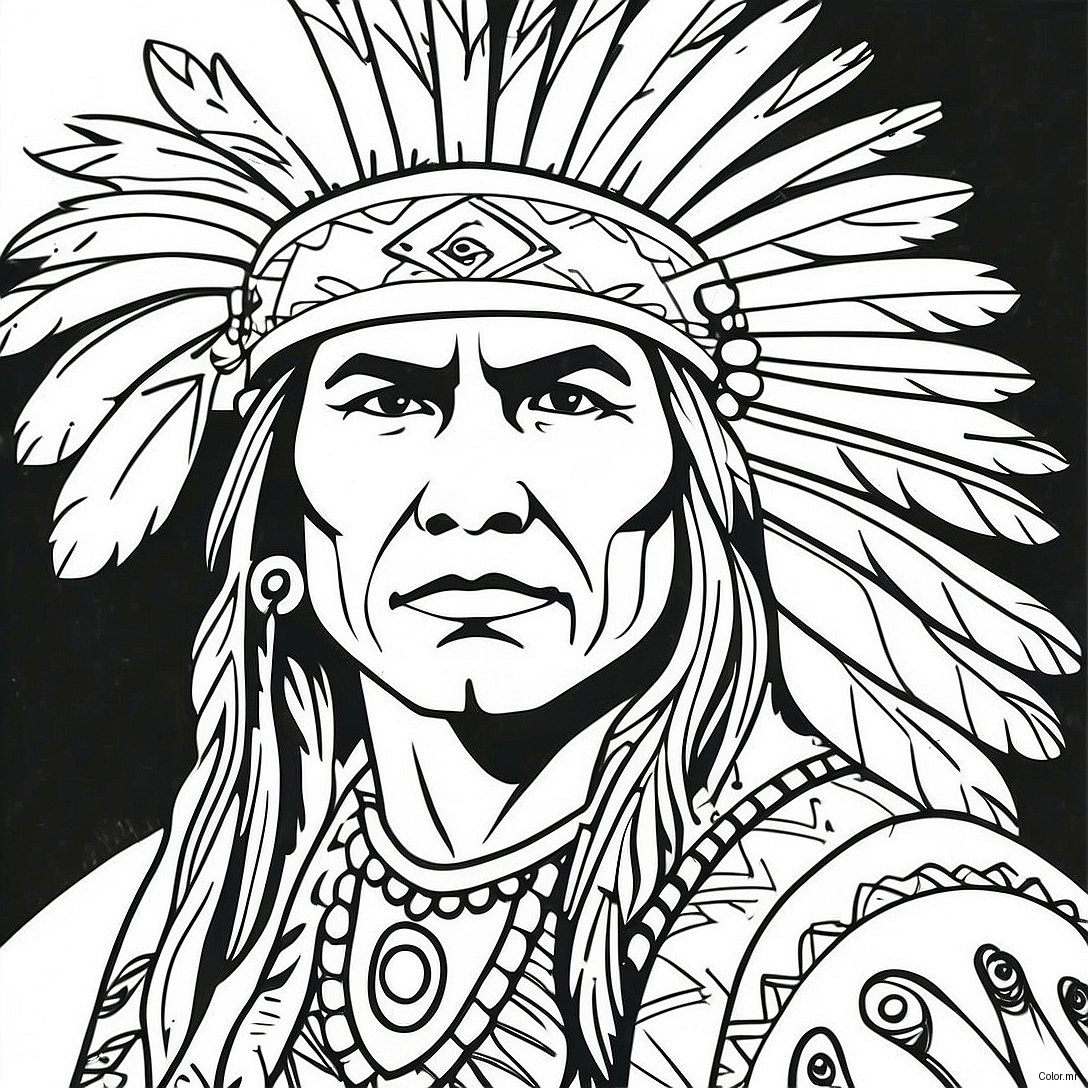 Pagina Para Colorir De Guerreiro Nativo Americano Realista 47253 39316