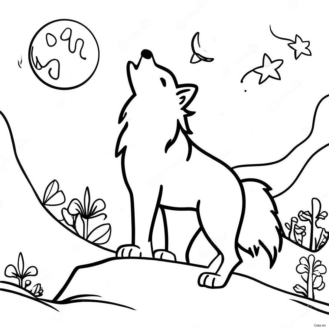Pagina Para Colorir De Lobo Realista Uivando Para A Lua 21012 19423