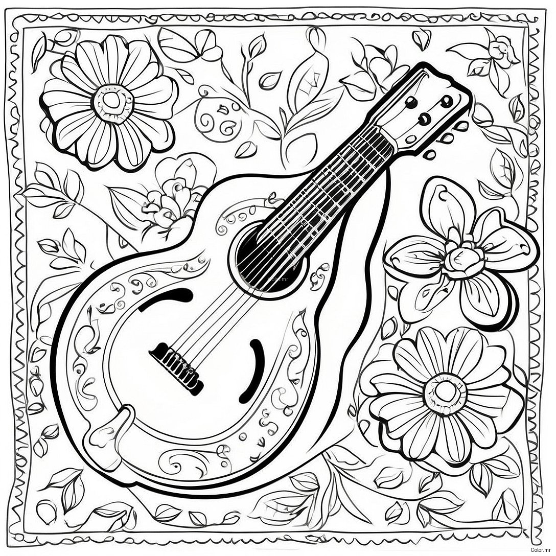 Pagina Para Colorir De Mandolim Vintage Com Padroes Florais 33472 17656