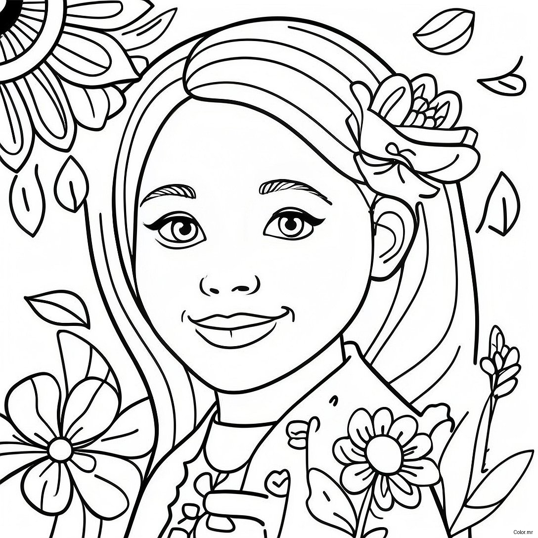 Pagina Para Colorir De Menina Realista Com Flores 73095 60345