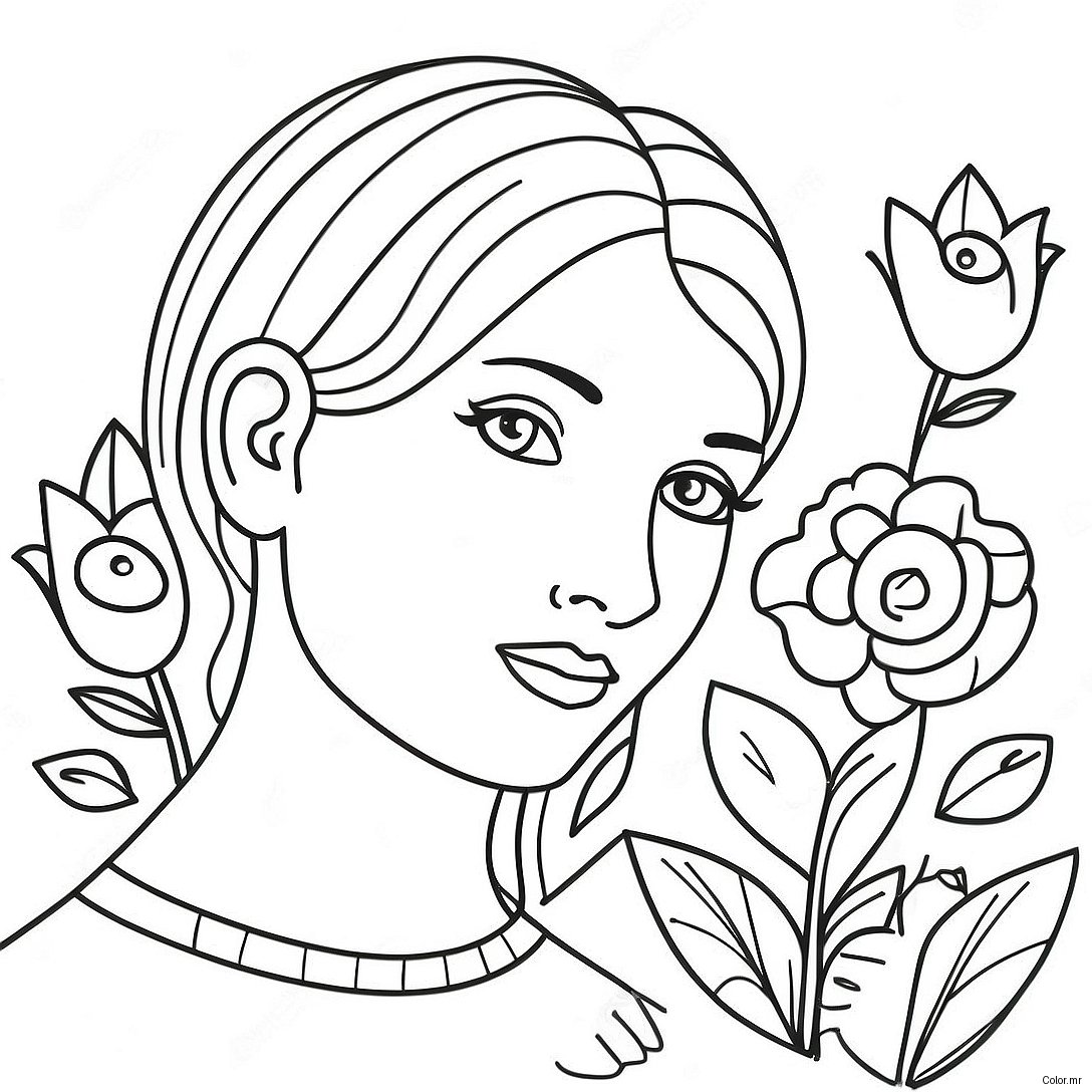 Pagina Para Colorir De Menina Realista Com Flores 73095 60346