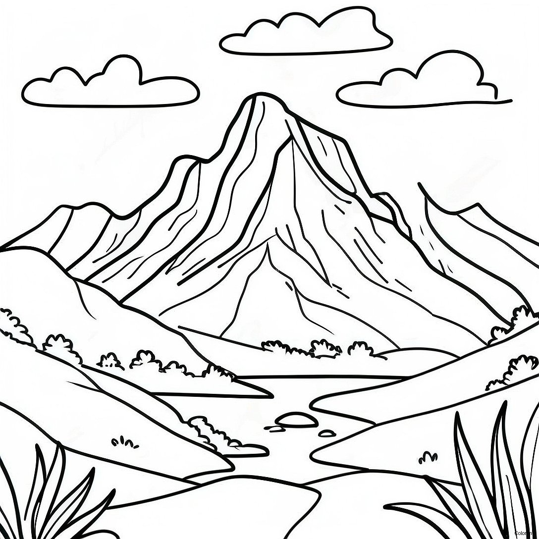 Pagina Para Colorir De Paisagem Montanhosa Realista Da Natureza 8115 6589