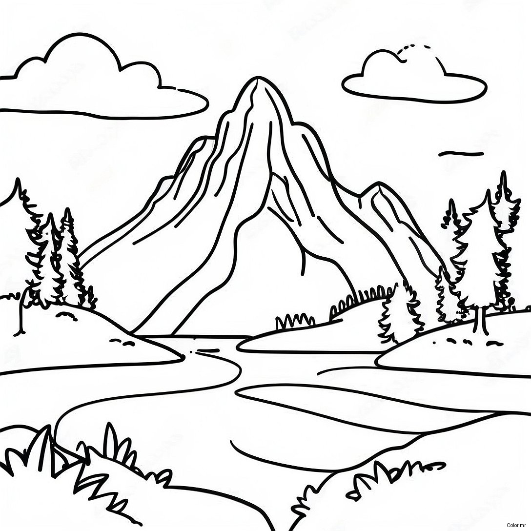 Pagina Para Colorir De Paisagem Montanhosa Realista Da Natureza 8115 6590