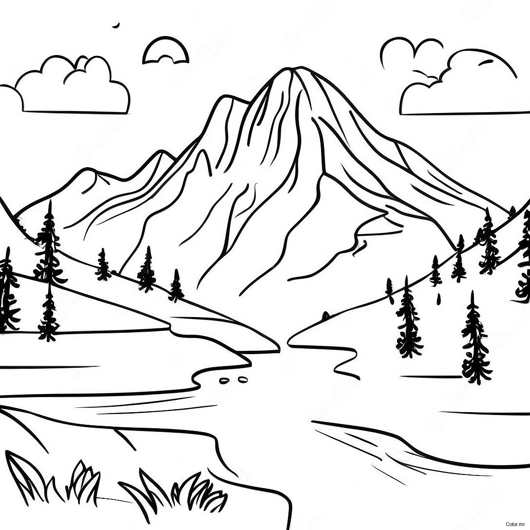 Pagina Para Colorir De Paisagem Montanhosa Realista 16191 13661