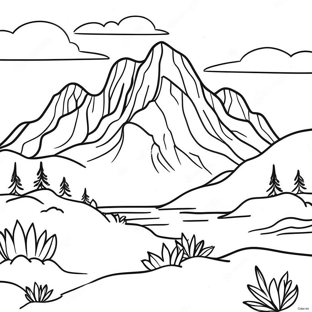 Pagina Para Colorir De Paisagem Montanhosa Realista 16191 13662