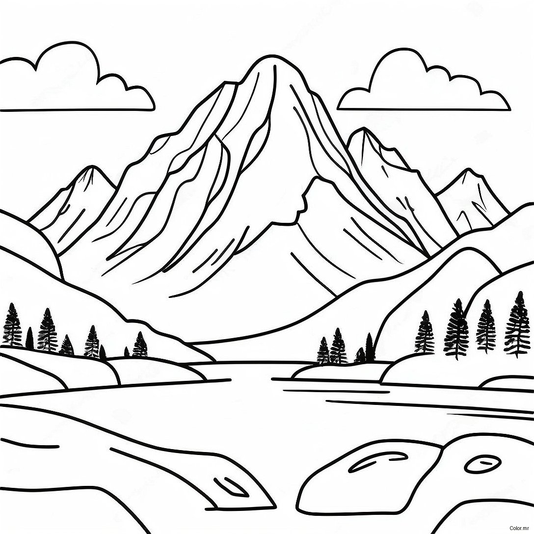 Pagina Para Colorir De Paisagem Montanhosa Realista 26066 23921